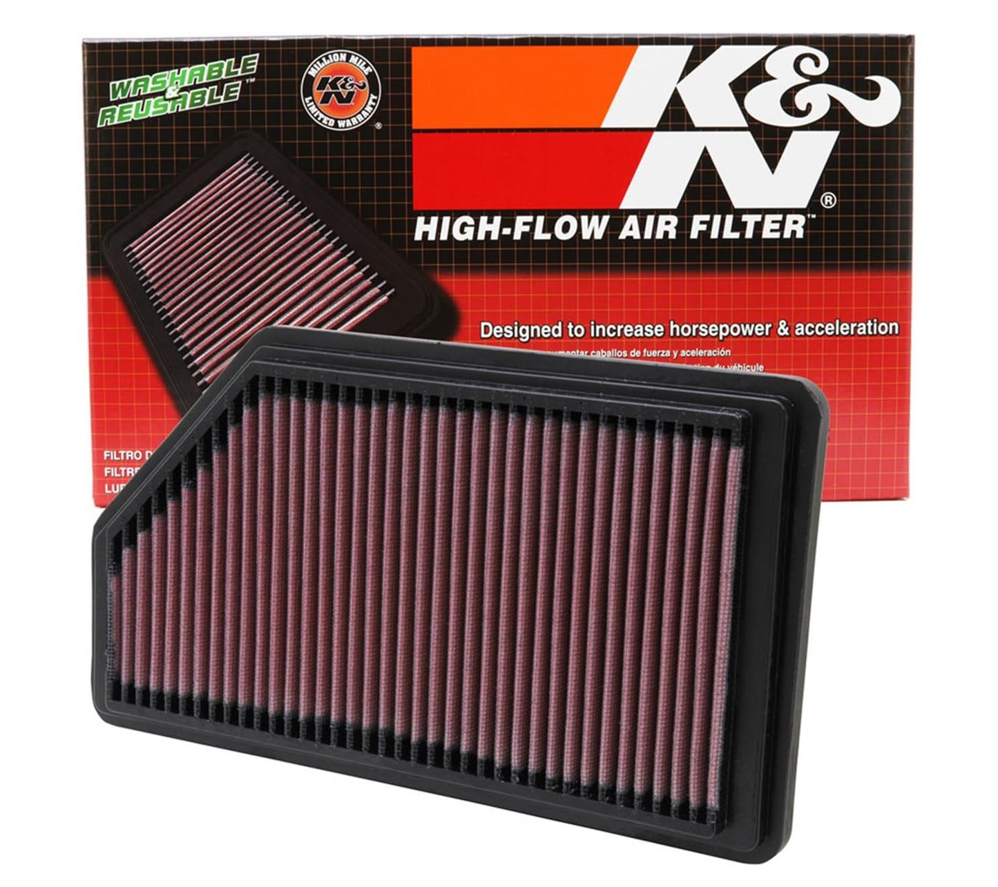 K&N Engine Air Filter: Reusable, Clean Every 75,000 Miles, Washable, Premium, Replacement Car Air Filter: Compatible with 2001-2008 Acura/Honda (MDX, Pilot), 33-2200