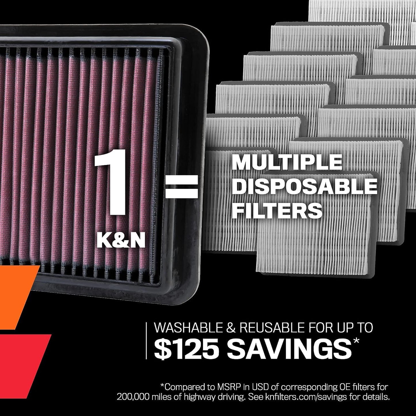 K&N Engine Air Filter: Reusable, Clean Every 75,000 Miles, Washable, Premium, Replacement Car Air Filter: Compatible 2000-2008 CHRYSLER/DODGE (Voyager III, Town & Country Van, Grand, Caravan), 33-2206