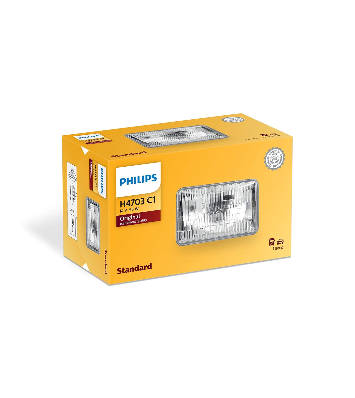 Philips H4703C1 Standard Halogen Sealed Beam headlamp, 1 Pack