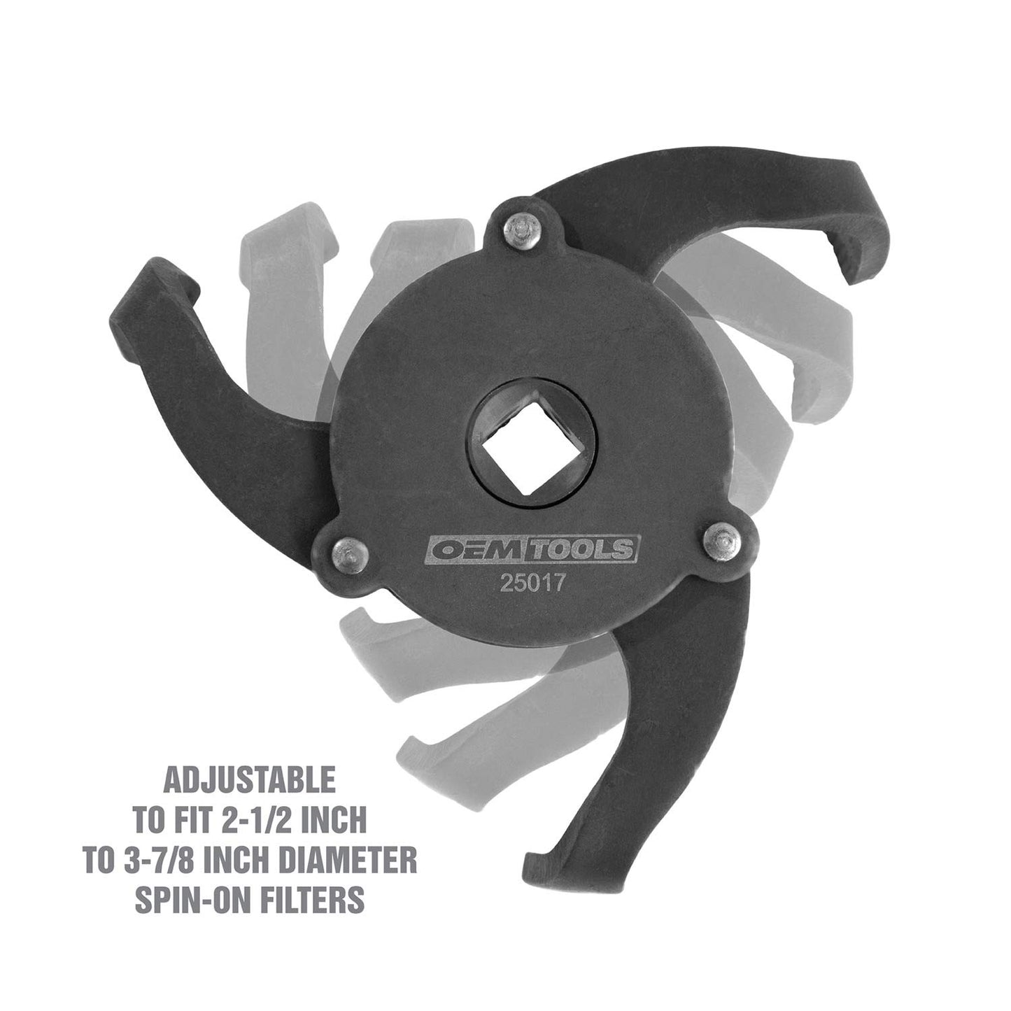 OEMTOOLS 25017 2-1/2'' x 3-7/8'' 3-Legged Spin-On Style Oil Filter Wrench, Oil Filter Wrench Adjustable, Black