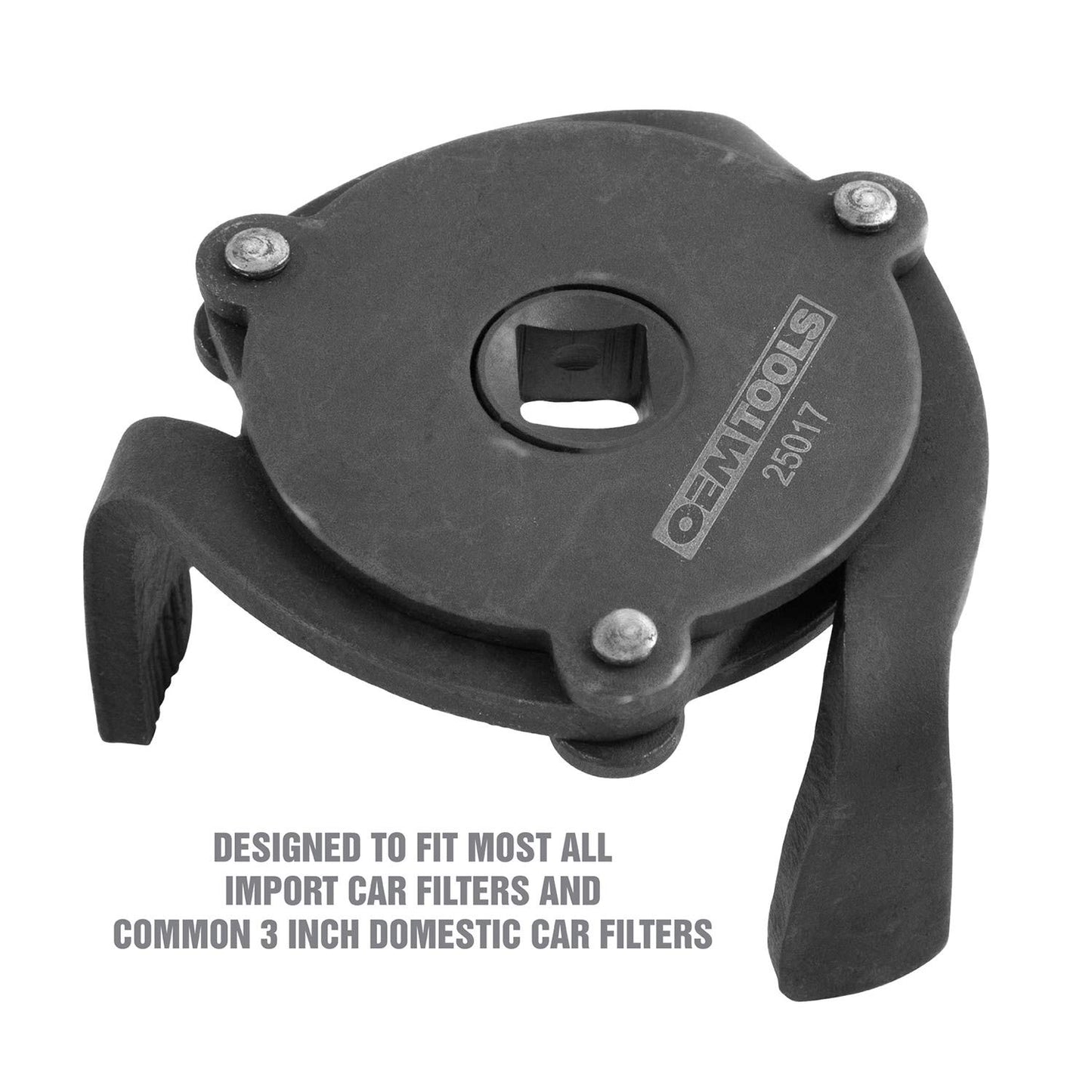 OEMTOOLS 25017 2-1/2'' x 3-7/8'' 3-Legged Spin-On Style Oil Filter Wrench, Oil Filter Wrench Adjustable, Black