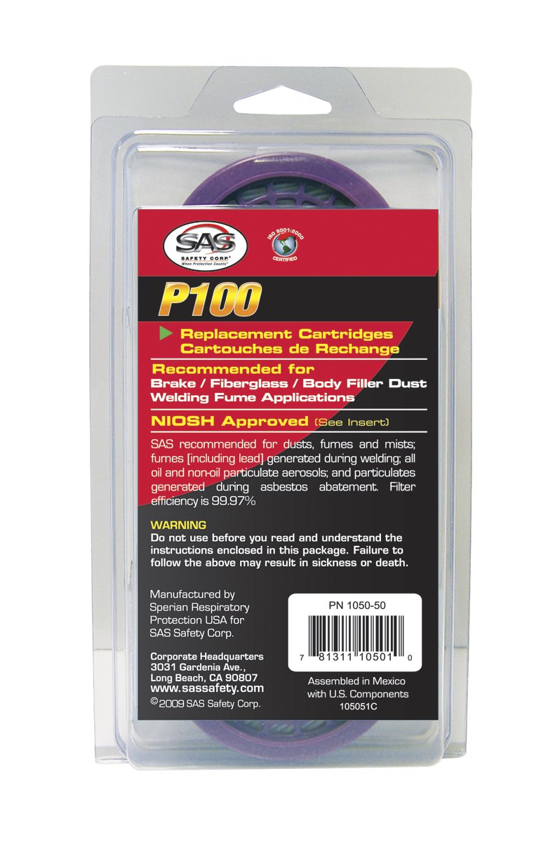 SAS Safety 1050-50 Cartridge and Filter for P100 Filter Purple
