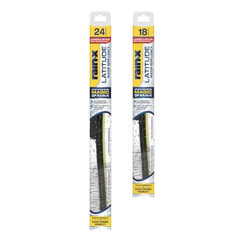 Rain-X 810164 Latitude 2-In-1 Water Repellent Wiper Blades, 24'' and 18'' Windshield Wipers (Pack Of 2), Automotive Replacement Windshield Wiper Blades With Patented Rain-X Water Repellency Formula