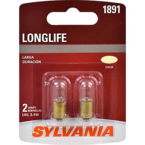 SYLVANIA - 1891 Long Life Miniature - Bulb, Ideal for Glove Box, Ignition and More (Contains 2 Bulbs)