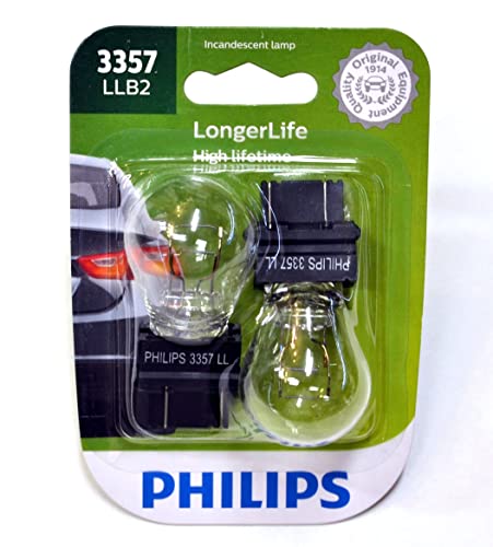 Philips Automotive Products 3357 LongerLife Miniature Bulb, 2 Pack