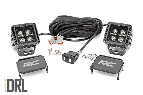 Rough Country 2'' Black Series Square LED Cube Lights | Amber DRL - 70903BLKDRLA