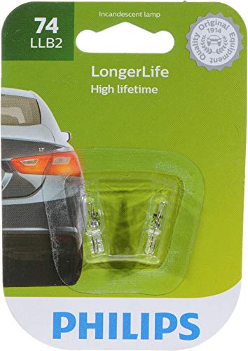 Philips - 74LLB2 74 LongerLife Miniature Bulb, 2 Pack 14V