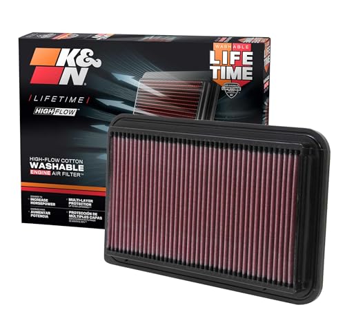 K&N High-Flow Original Lifetime Engine Air Filter: Increase Power & Acceleration, Washable, Premium: Compatible with 2001-2014 Toyota/Lexus (Highlander, Camry, Sienna, ES300, RX 300) 33-2260