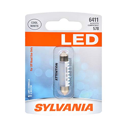 SYLVANIA - 6411 41mm Festoon LED White Mini Bulb - Bright White LED - Ideal for Interior Lighting - Map, Trunk, Cargo & License Plate (Contains 1 Bulb)