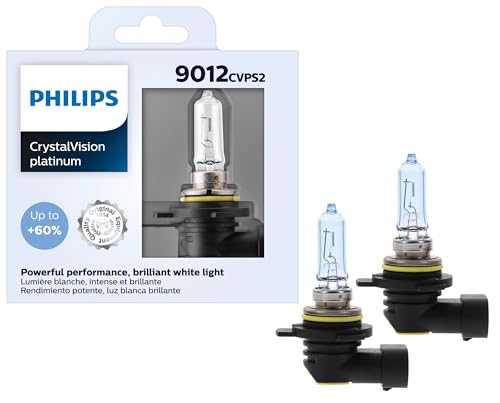 Philips Automotive Lighting 9012 CrystalVision Platinum Superior Upgrade Automotive Replacement Bright White Headlight Bulb, Fits Select High Beam, Low Beam, Fog Positions (2 Pack)