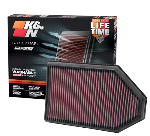 K&N High-Flow Original Lifetime Engine Air Filter: Increase Power & Acceleration, Washable, Premium, Replacement Air Filter: Compatible with 2011-2019 Chrysler/Dodge (Charger, Challenger, 300) 33-2460