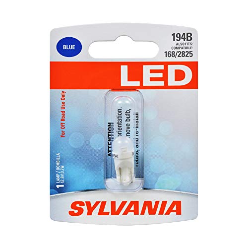 SYLVANIA - 194 T10 W5W LED Blue Mini Bulb - Bright LED Bulb, Ideal for Interior Lighting (Contains 2 Bulbs)