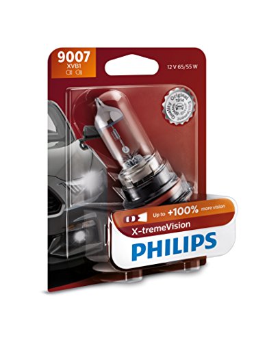 Philips 9007 X-tremeVision Upgrade Headlight Bulb with up to 100% More Vision, 1 Pack