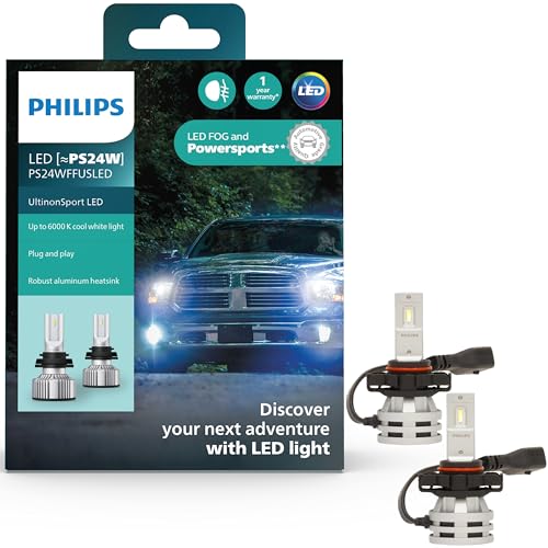 Philips UltinonSport PS24WFF LED Bulb for Fog Light and Powersports Headlights, 2 Pack
