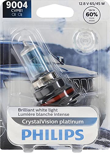 Philips Automotive Lighting 9004 CrystalVision Platinum Suprior Upgrade Automotive Replacement Bright White Headlight Bulb, Fits Select High Beam, Low Beam, Fog Positions (1 Pack)