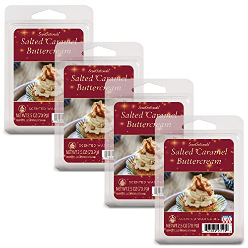 Scentsationals Scented Wax Fragrance Melts - Holiday Collection - Wax Cubes Pack, Home Warmer Tart, Electric Wickless Candle Bar Air Freshener - 2.5 oz (4-Pack)(Salted Caramel Buttercream)