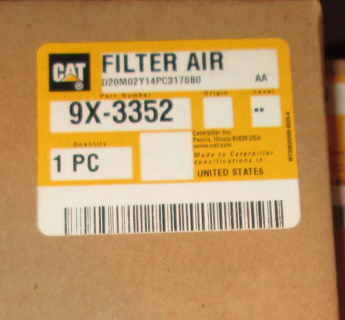 9X-3352 New OEM CAT Cabin Air Filter ~ CATERPILLAR 9X3352 - NEW IN BOX