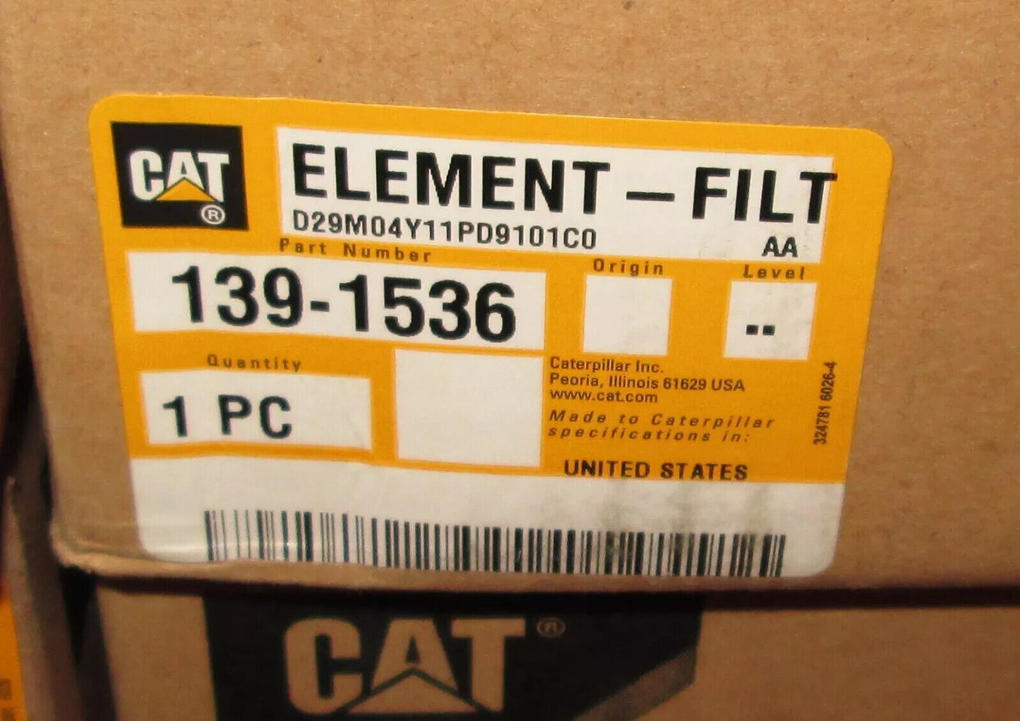 OEM CAT 139-1536 FILTER ELEMENT Caterpillar 1391536 ~ NEW IN BOX