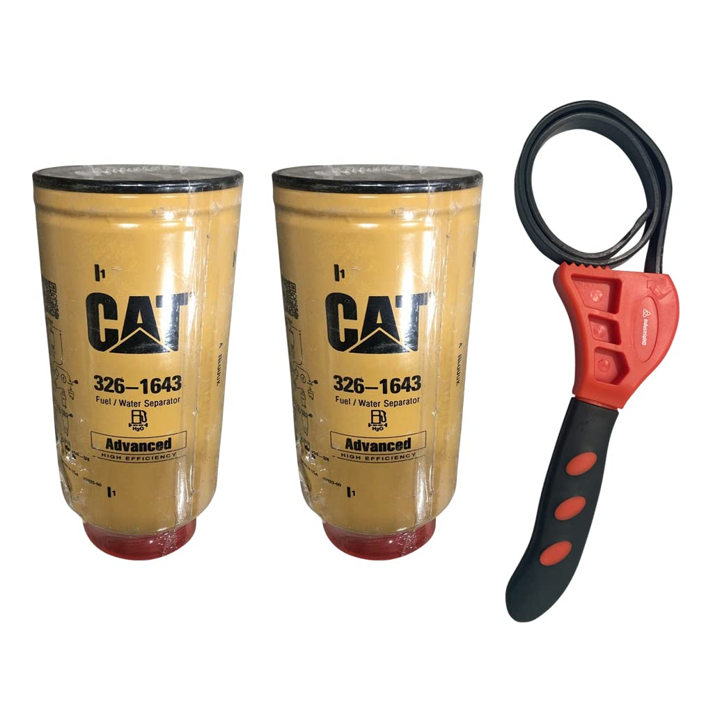 Caterpillar 326-1643 Fuel Water Separator Advanced High Efficiency w/IHD Strap Wrench Bundle (2)