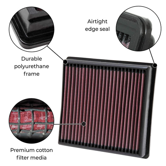 K&N Engine Air Filter: Increase Power & Acceleration, Washable, Premium, Replacement Car Air Filter: Compatible with 1996-2007 BMW L6 (325Ci, M3, X3, 320Ci, 320i, 325Ti & other select models), 33-2231