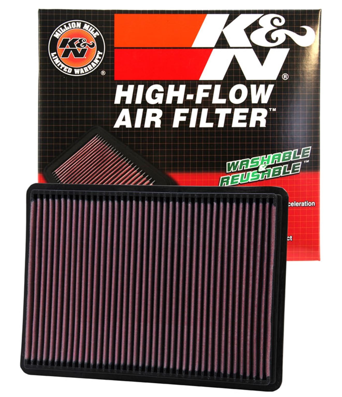K&N Engine Air Filter: Increase Power & Towing, Washable, Premium, Replacement Air Filter: Compatible with 2001-2010 Jeep V6/V8 (Commander, Grand Cherokee, Liberty, Grand Cherokee III), 33-2233