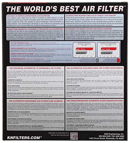 K&N Engine Air Filter: Reusable, Clean Every 75,000 Miles, Washable, Premium, Replacement Car Air Filter: Compatible with 2005-2010 CHEVROLET/PONTIAC (Cobalt, G5), 33-2311