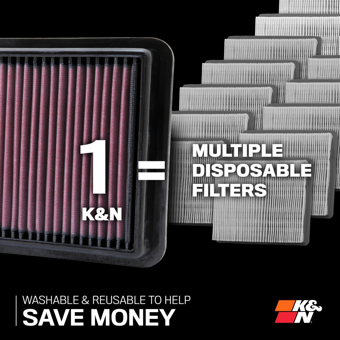 K&N High-Flow Original Lifetime Engine Air Filter: Increase Power: Premium, Washable: Compatible with Pontiac/Scion/Toyota: (See Product Description for Select Models) 33-2360
