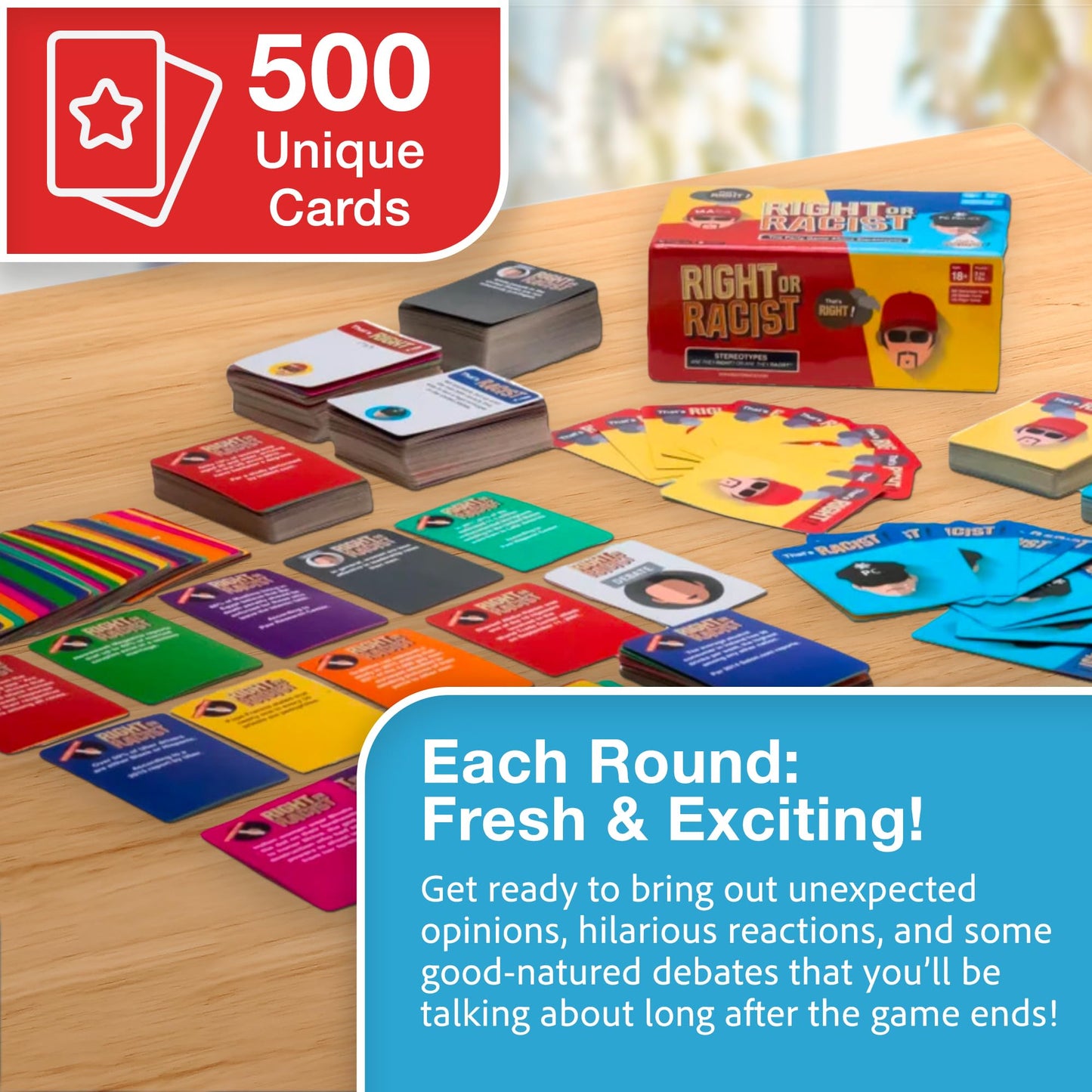Right or Racist, Card Game, Gag Gift with Hundreds of Trivia and Debate Cards, Funny Gag Gifts for Secret Santa or White Elephant, Games for Men and Women, 3 to 10+ Players