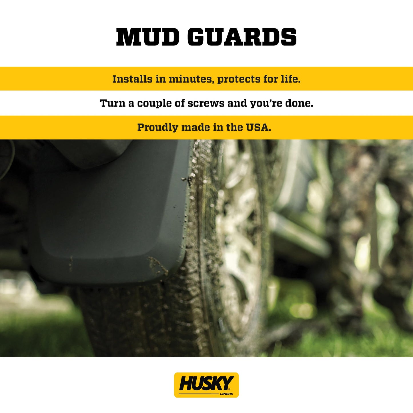 Husky Liners - Rear Mud Guards | 1999-2007 Chevrolet Silverado/GMC Sierra 1500, 2500/3500 w/OEM Fender Flares, Rear Set - Black, 2 Pc. | 57211
