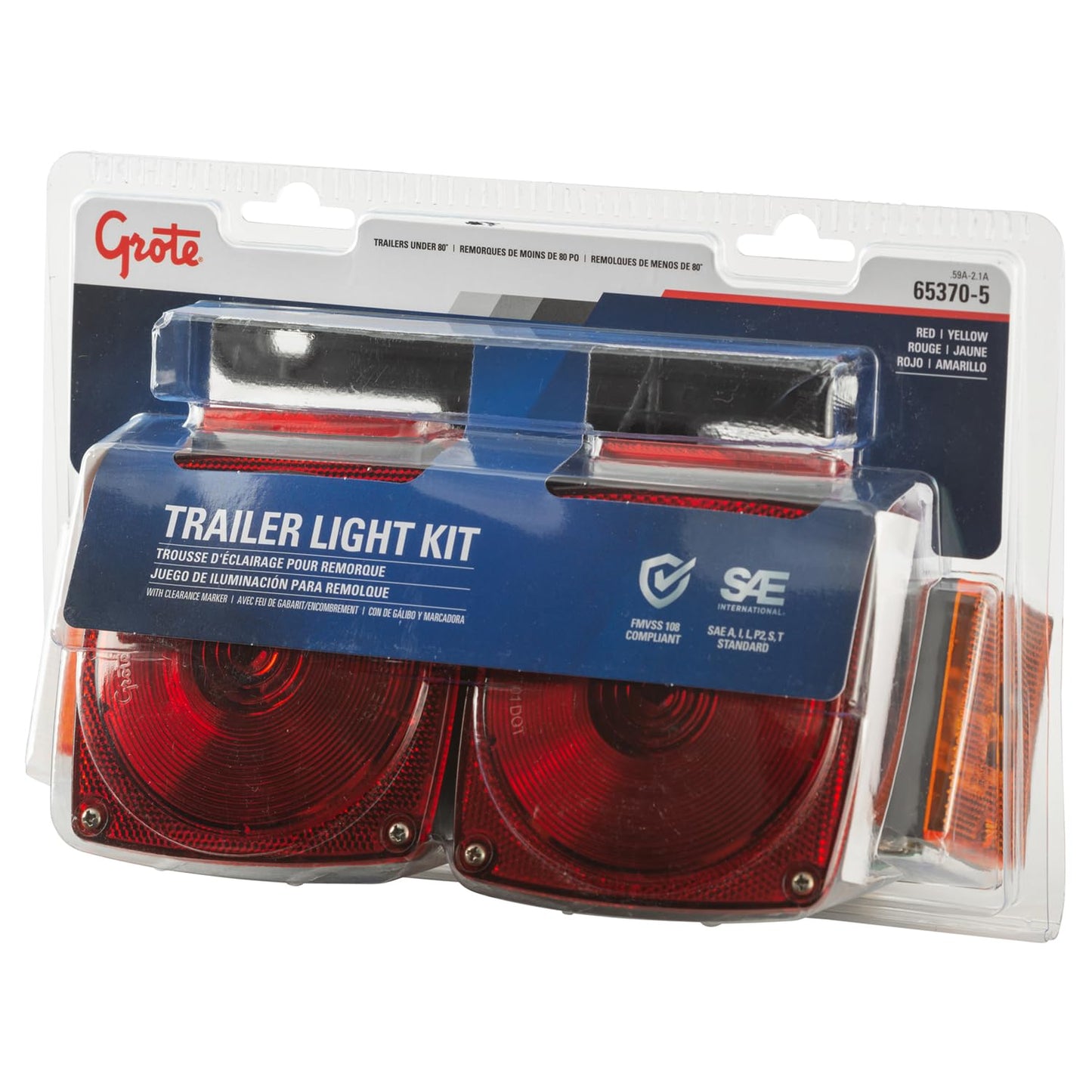 Grote 65330-5 Submersible LED Trailer Lighting Kit - Popular Square Design with Clearance Marker (Retail Package)