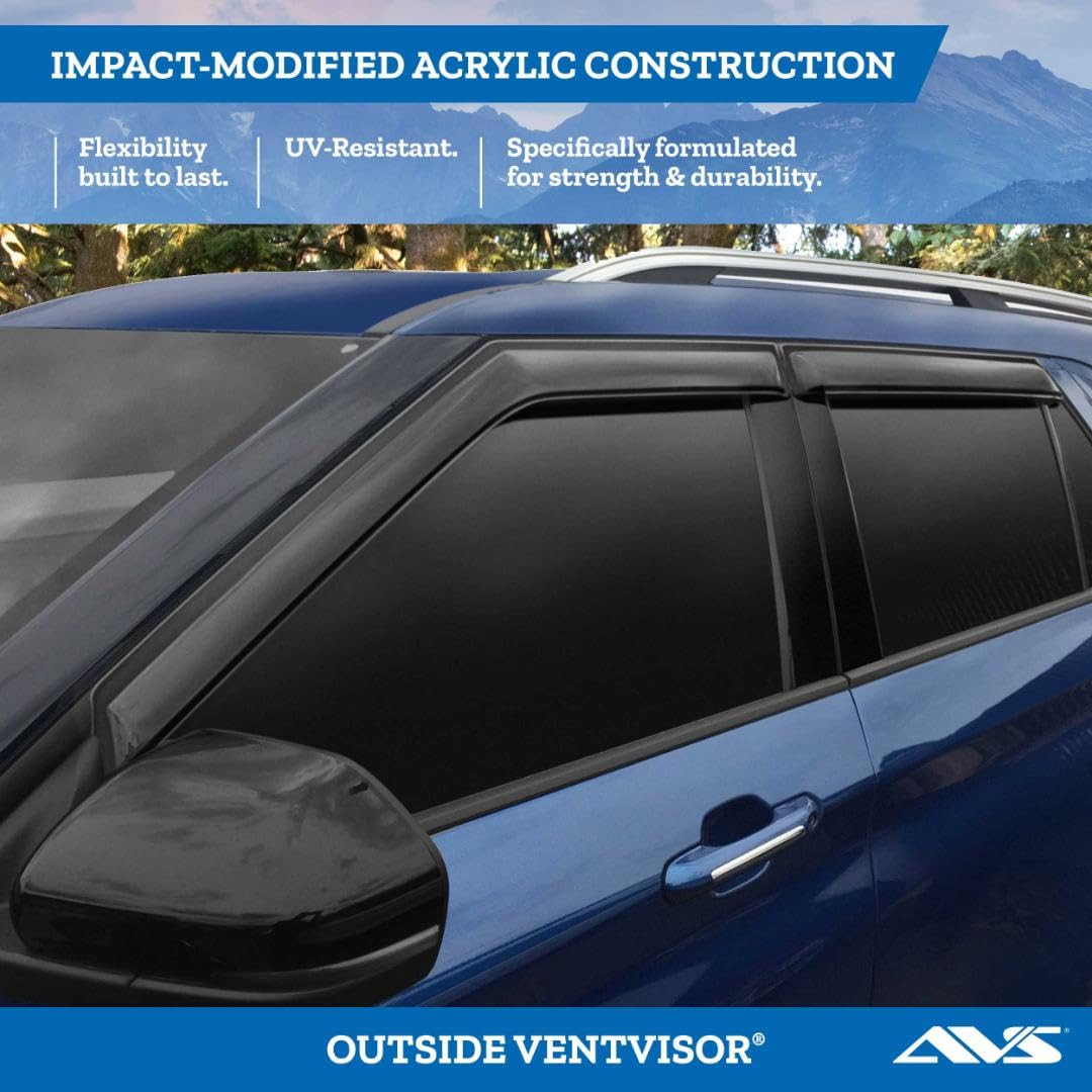 Auto Ventshade [AVS] Outside Mount Rain Guards for 2009-2018 Ram 1500; 2019-2023 Ram 1500 (Classic Body) 2010-2024 Ram 2500/3500, Standard Cab | Window Vent Visors, 2 pcs. - Smoke | 92002