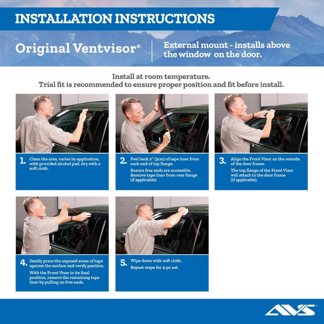 Auto Ventshade [AVS] Outside Mount Rain Guards for 2009-2018 Ram 1500; 2019-2023 Ram 1500 (Classic Body) 2010-2024 Ram 2500/3500, Standard Cab | Window Vent Visors, 2 pcs. - Smoke | 92002