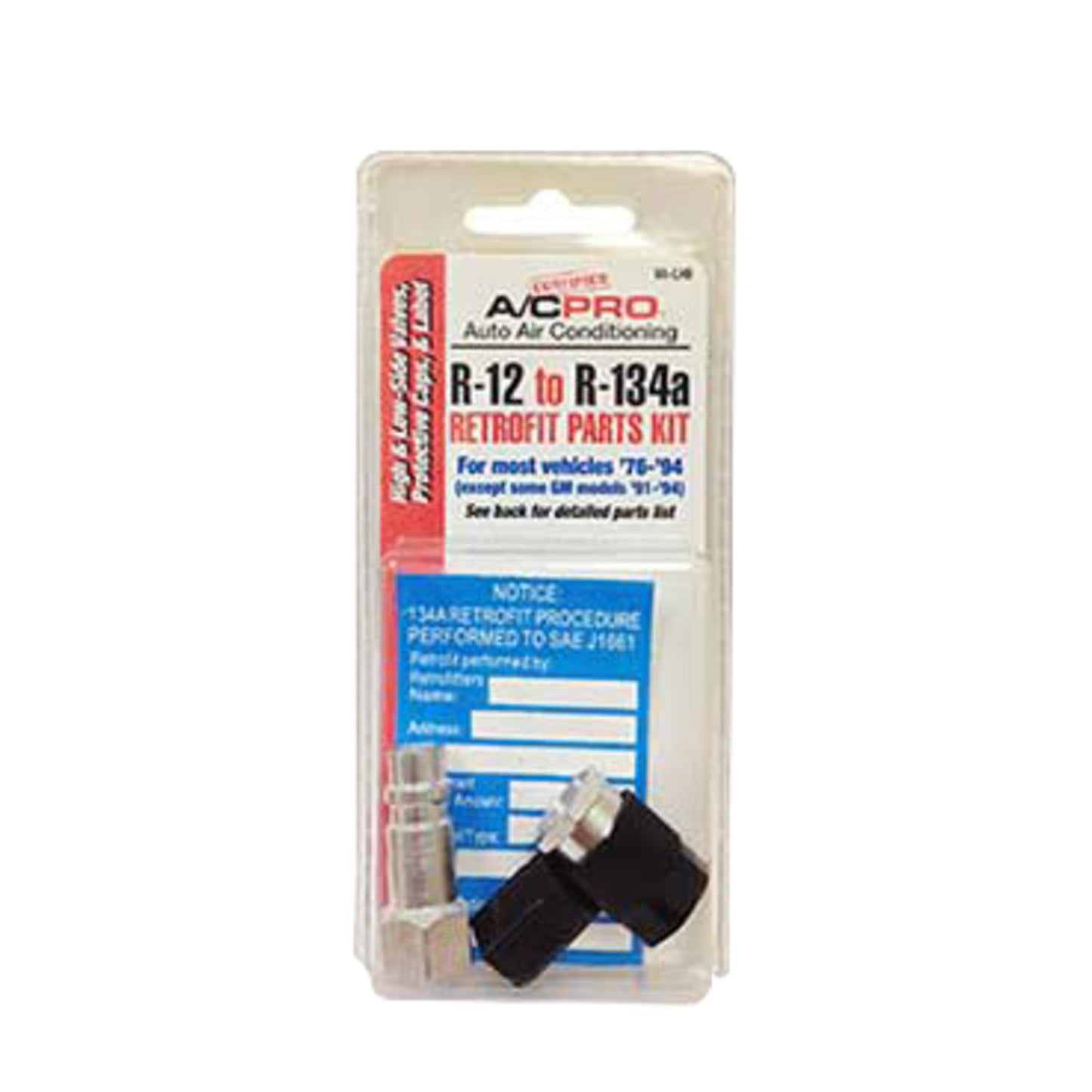 InterDynamics Certified A/C Pro Car Air Conditioner Adapter Kit,Complete AC Conversion Adapter Kit Converts R12 to R134-A Refrigerant,Includes 1 Low Side Port,1 High Side Port and Retrofit Label