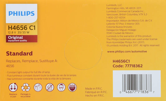 Philips H4656C1 Standard Halogen Sealed Beam headlamp, 1 Pack