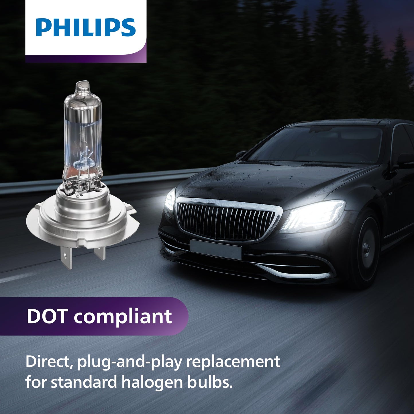 Philips Automotive Lighting 9005XS NightGuide Platinum Premium Upgrade Automotive Replacement Headlight Bulb, Fits Select High Beam, Low Beam, and Fog Positions (Pack of 2)