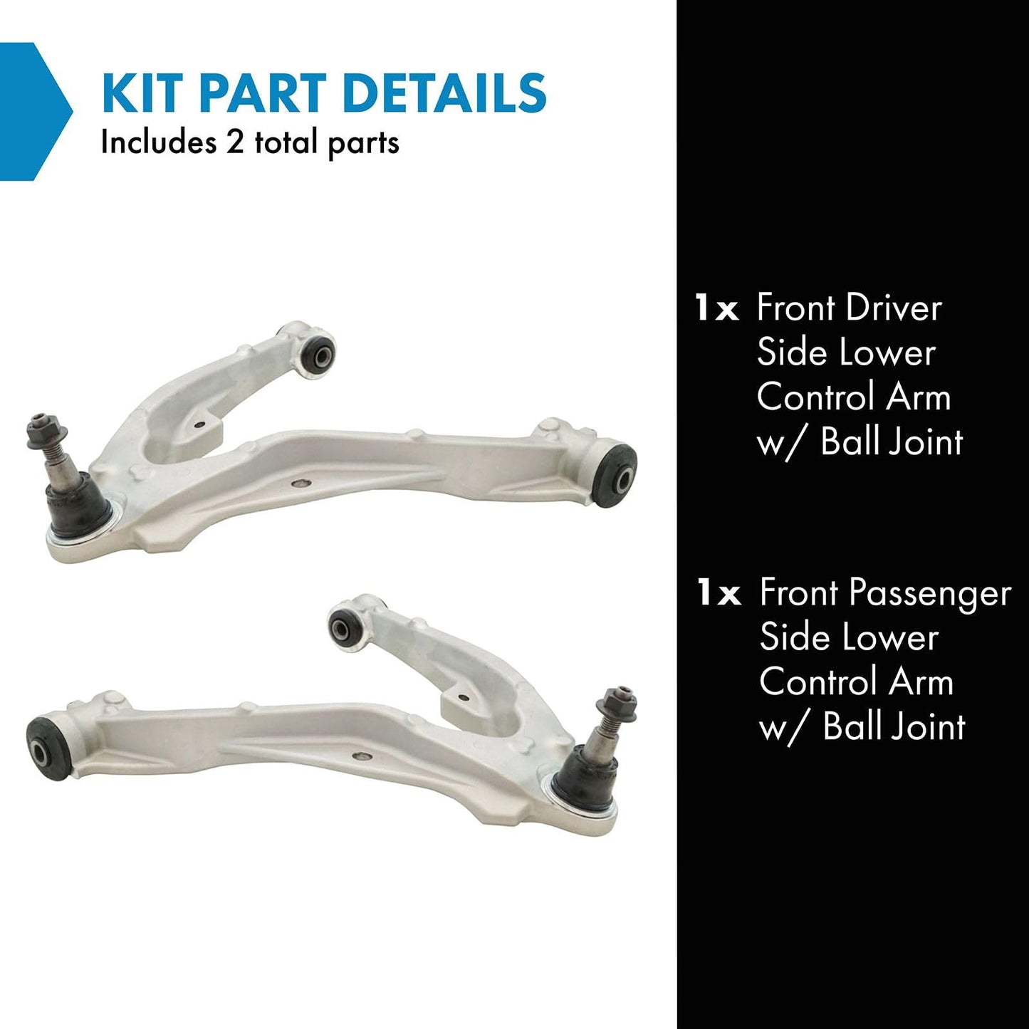 TRQ Front Lower Driver and Passenger Side Aluminum Control Arm and Ball Joint Set 2 Piece Compatible with 14-17 Chevrolet Silverado/Sierra 1500 15-16 Tahoe/Yukon/Escalade - Verify Fitment & Notes