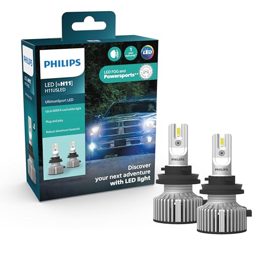 Philips UltinonSport H11 LED Bulb for Fog Light and Powersports Headlights, 2 Pack
