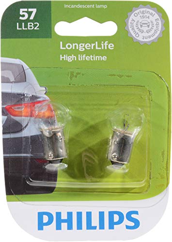 Philips 57 LongerLife Miniature Bulb, 2 Pack