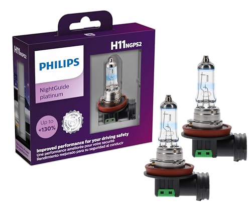 Philips Automotive Lighting H11 NightGuide Platinum Premium Upgrade Automotive Replacement Headlight Bulb for High Beam, Low Beam, and Fog Positions (Pack of 2)