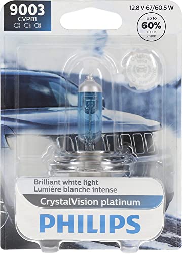 Philips Automotive Lighting 9003 CrystalVision Platinum Superior Upgrade Automotive Replacement Bright White Headlight Bulb, Fits Select High Beam, Low Beam, Fog Positions (1 Pack)