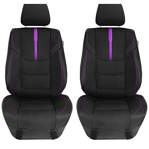 FH Group Front Set Oxford Car Seat Covers for Low Back Car Seats with Removable Headrest, Universal Fit, Airbag Compatible Seat Cover for SUV, Sedan Purple
