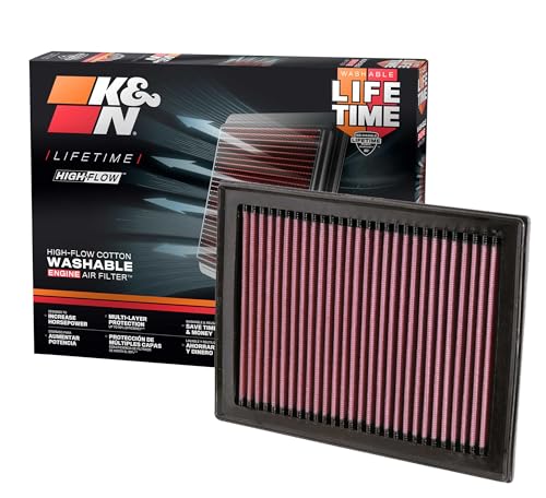 K&N High-Flow Original Lifetime Engine Air Filter: Increase Power & Acceleration, Washable, Premium, Air Filter: Compatible with 2007-2019 Nissan/Infiniti (Sentra, Juke, Q50, Q60, Q70, QX70), 33-2409