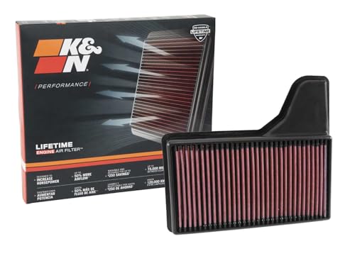 K&N Engine Air Filter: Increase Power & Acceleration, Washable, Premium, Replacement Car Air Filter: Compatible with 2015-2019 Ford Mustang L4/V6/V8, 33-5029