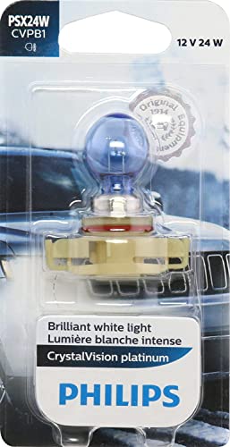 Philips Automotive Lighting PSX24W CrystalVision Platinum Superior Upgrade Automotive Replacement Bright White Headlight Bulb, Fits Select High Beam, Low Beam, Fog Positions (1 Pack)