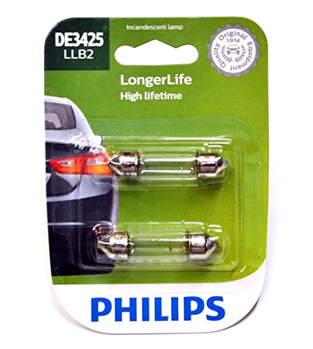 Philips Automotive Lighting LongerLife Miniature Bulb, 2 Pack, (DE3425LLB2)