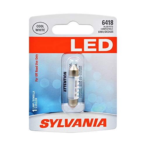 SYLVANIA - 6418 36mm Festoon LED White Mini Bulb - Bright White LED - Ideal for Interior Lighting - Dome, Trunk, Cargo & License Plate (Contains 1 Bulb)