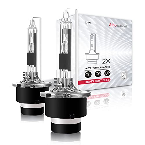 Sinoparcel D4R Xenon HID Headlight Bulbs - 6000K 35W High Low Beam Replacement Lights - Pack of 2