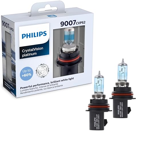 Philips Automotive Lighting 9007 CrystalVision Platinum Superior Upgrade Automotive Replacement Bright White Headlight Bulb, Fits Select High Beam, Low Beam, Fog Positions (2 Pack)