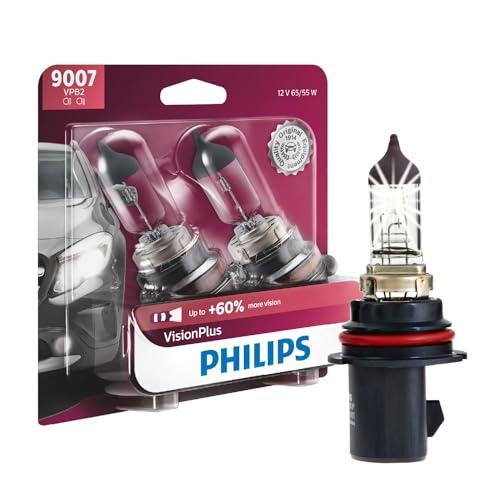 Philips Automotive Lighting 9007 VisionPlus Deluxe Upgrade Automotive Replacement Headlight Bulb, Fits Select High Beam, Low Beam, or Fog Positions (Pack of 2)