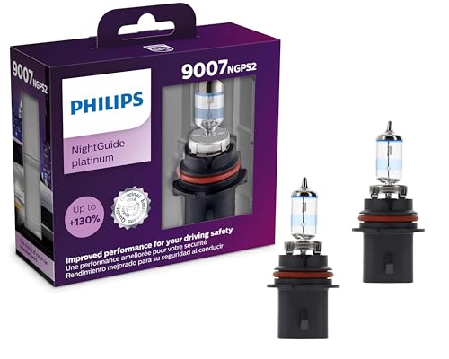 Philips Automotive Lighting 9007 NightGuide Platinum Premium Upgrade Automotive Replacement Headlight Bulb, Fits Select High Beam, Low Beam, and Fog Positions (Pack of 2)